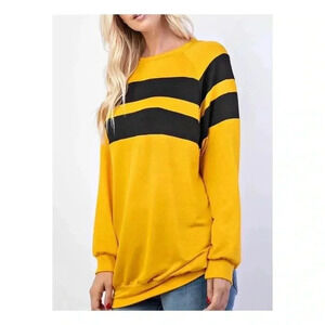 🆕Rae Mode Comfy Yellow Doble Stripe Long Sleeve Tunic M 🆕